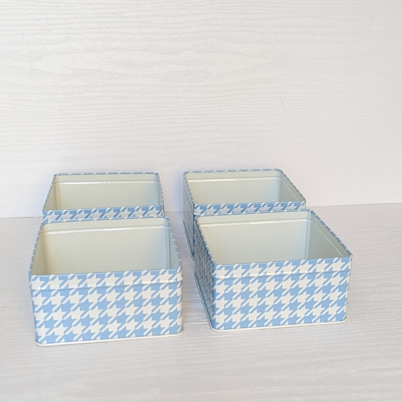 IKEA Tin Storage Boxes, Set of 4 - Blue / White - Picture 2 of 6